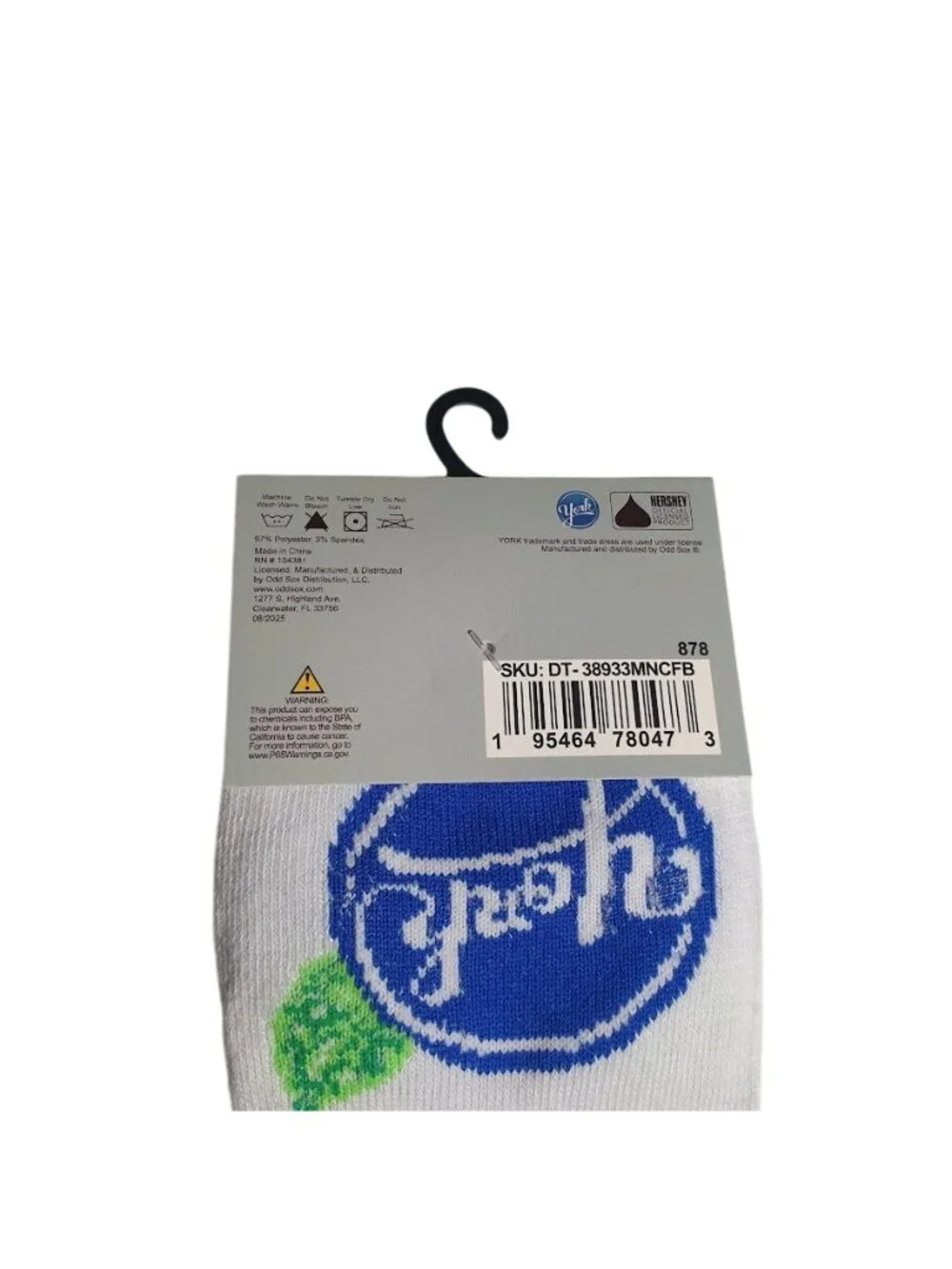 York Candy Crew Socks Shoe Size Men 6 to 12 Striped Blue Gray Peppermint Patty